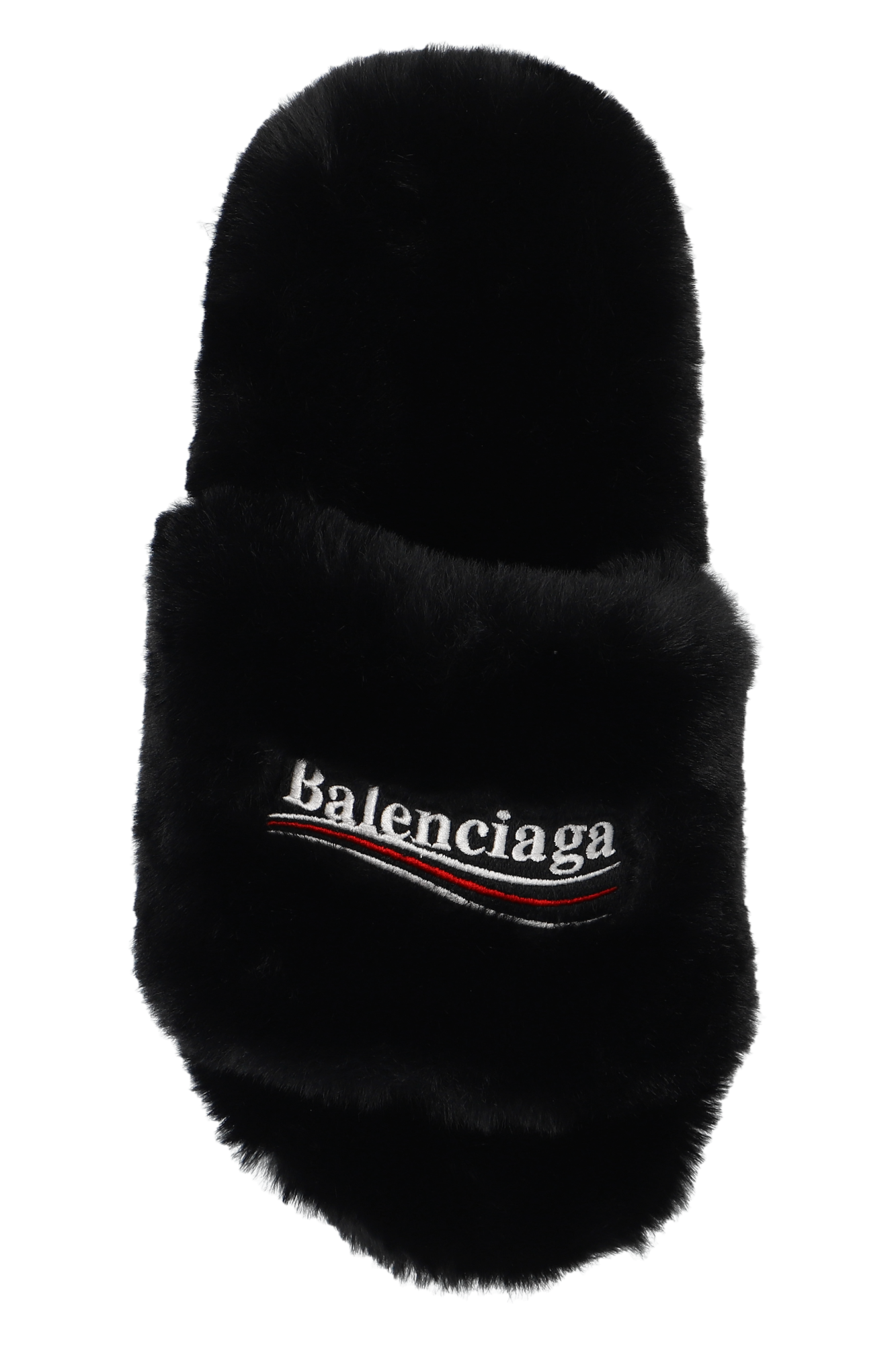 Balenciaga faux fur discount slides